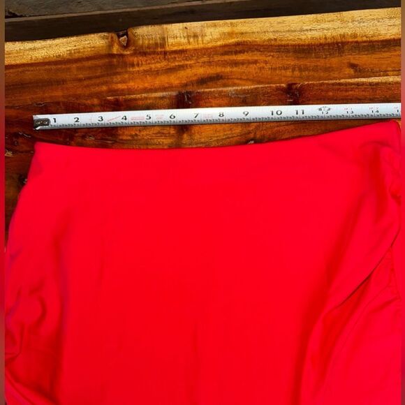 Quince Red Ruched Pencil Mini Skirt - Picture 5 of 10